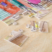 カラフルローハウズウォーターカラーイラストレーションアート ジグソーパズル (側面)