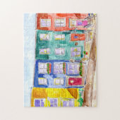 カラフルローハウズウォーターカラーイラストレーションアート ジグソーパズル (縦)