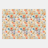 カラフルワイルドフラワーの水の色のパタ色彩の鮮やかーン ラッピングペーパーシート (正面3)