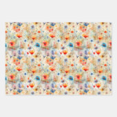 カラフルワイルドフラワーの水の色のパタ色彩の鮮やかーン ラッピングペーパーシート (正面2)