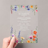 カラフルワイルドフラワーエレガントな澄ん結婚式 アクリル招待状 (インサイチュ (ポータブル))
