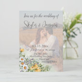カラフルワイルドフラワー写真QRコー結婚ド 招待状 (スタンド正面)
