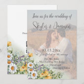 カラフルワイルドフラワー写真QRコー結婚ド 招待状 (正面/裏面)