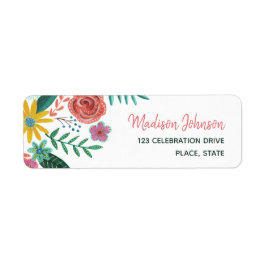 カラフルワイルドフラワー春花模様水彩ラ ラベル