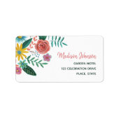 カラフルワイルドフラワー春花模様水彩 ラベル (正面)