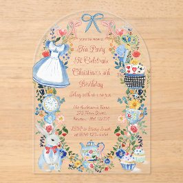 カラフルワンダーランド誕生日の魅惑のアリス アクリル招待状