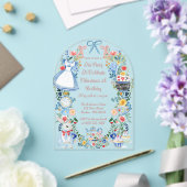 カラフルワンダーランド誕生日の魅惑のアリス アクリル招待状 (インサイチュ (ウェディング))