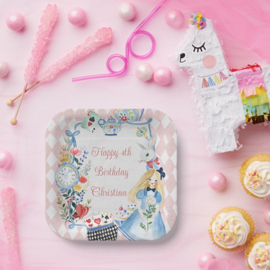 カラフルワンダーランド誕生日の魅惑のアリス ペーパープレート (パーティー)