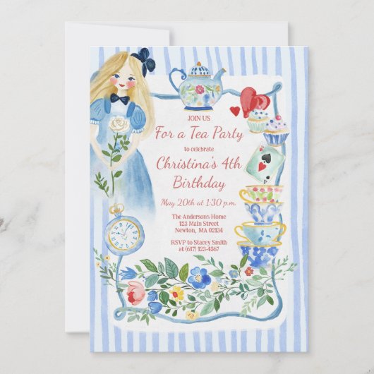 カラフルワンダーランド誕生日の魅惑のアリス 招待状 (正面)