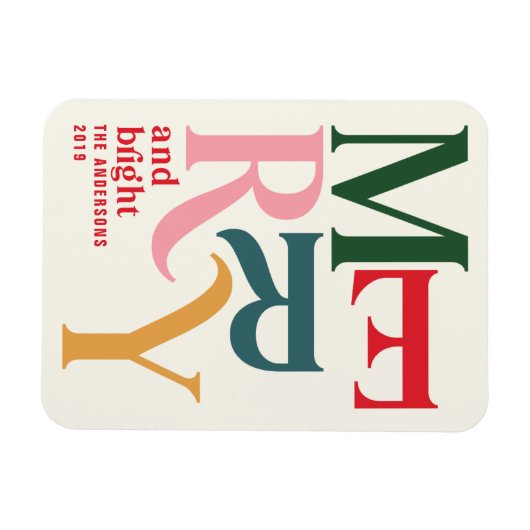 カラフルヴィンテージのクリスマス マグネット (横)