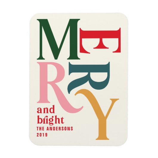 カラフルヴィンテージのクリスマス マグネット (縦)