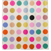 カラフルヴィンテージのジオメトリドット シャワーカーテン (正面)