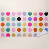 カラフルヴィンテージのジオメトリドット ビーチタオル (正面)