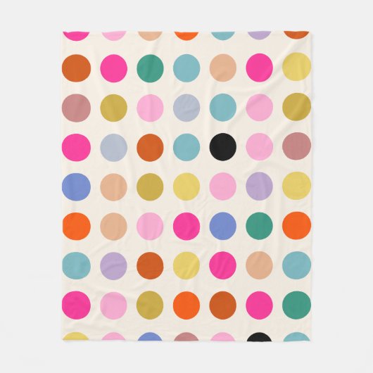 カラフルヴィンテージのジオメトリドット フリースブランケット (正面)