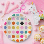 カラフルヴィンテージのジオメトリドット ペーパープレート (パーティー)