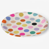 カラフルヴィンテージのジオメトリドット ペーパープレート (アングル)