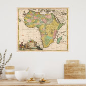 カラフルヴィンテージアフリカの地図， 1690 ポスター (キッチン)
