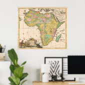 カラフルヴィンテージアフリカの地図， 1690 ポスター (ホームオフィス)