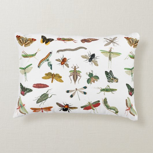 カラフルヴィンテージイラストレーション模様 アクセントクッション (裏面)