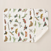 カラフルヴィンテージイラストレーション模様 シェルパブランケット (正面(横))