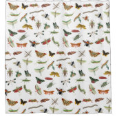 カラフルヴィンテージイラストレーション模様 シャワーカーテン (正面)