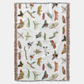 カラフルヴィンテージイラストレーション模様 スローブランケット (正面縦)