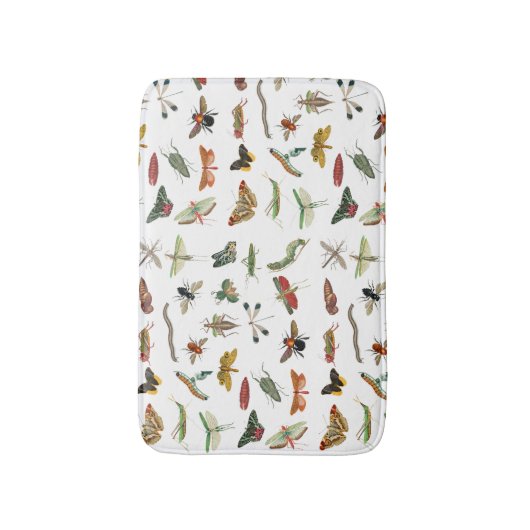 カラフルヴィンテージイラストレーション模様 バスマット (正面縦)