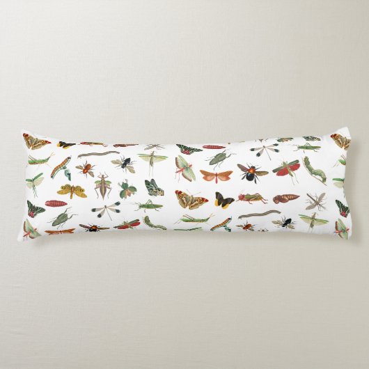 カラフルヴィンテージイラストレーション模様 ボディピロー (正面)