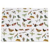 カラフルヴィンテージイラストレーション模様 ラージペーパーバッグ (正面)