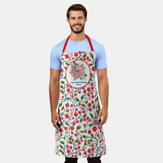 カラフルヴィンテージエレガントクリスマス エプロン (着用した状態)