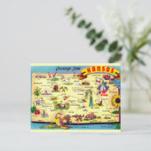 カラフルヴィンテージカンザスの地図 ポストカード (スタンド正面)