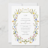 カラフルヴィンテージガーデン結婚モノグラム 招待状 (正面)