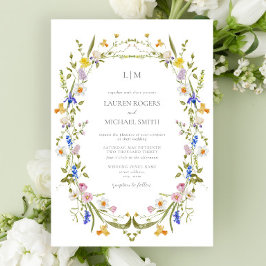 カラフルヴィンテージガーデン結婚モノグラム 招待状