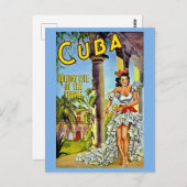 カラフルヴィンテージキューバ旅行はがき ポストカード (正面/裏面)