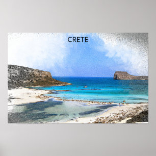 カラフルヴィンテージクレタ絵を描ギリシャ ポスター