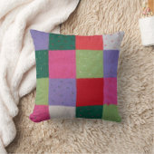 カラフルヴィンテージコテージコア編パッチワーク クッション (ブランケット)