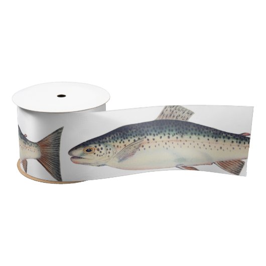カラフルヴィンテージサケイラストレーション サテンリボン (リール)