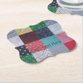 カラフルヴィンテージスタイルパッチワークおもしろいコテージ ペーパーコースター (アングル)