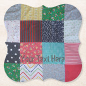 カラフルヴィンテージスタイルパッチワークおもしろいコテージ ペーパーコースター (正面)