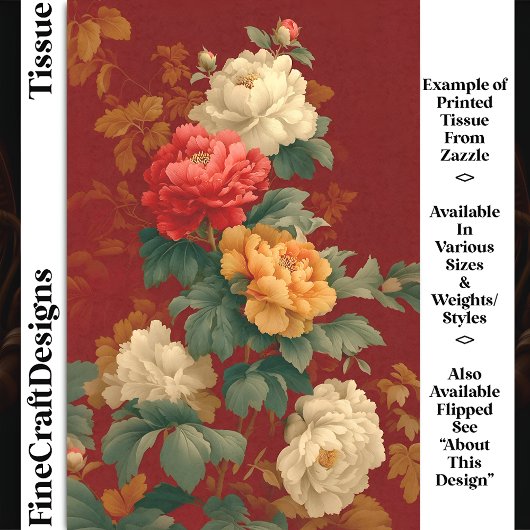 カラフルヴィンテージスタイルPeonies DM6R Decopage 薄葉紙