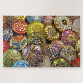 カラフルヴィンテージチェコガラス裁縫ボタン ジグソーパズル