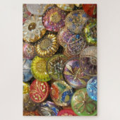 カラフルヴィンテージチェコガラス裁縫ボタン ジグソーパズル (縦)