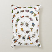 カラフルヴィンテージバグとカブトムシのパターン アクセントクッション (正面(垂直))