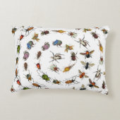 カラフルヴィンテージバグとカブトムシのパターン アクセントクッション (裏面)