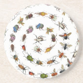 カラフルヴィンテージバグとカブトムシのパターン コースター (正面)