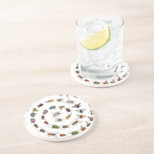 カラフルヴィンテージバグとカブトムシのパターン コースター (側面)