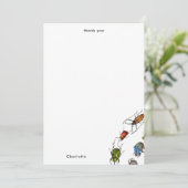 カラフルヴィンテージバグとカブトムシのパターン サンキューカード (スタンド正面)