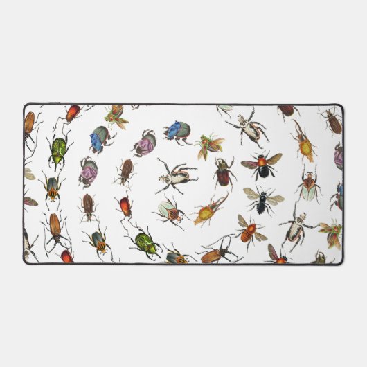 カラフルヴィンテージバグとカブトムシのパターン デスクマット (正面)