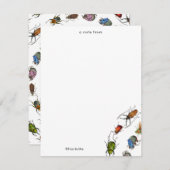 カラフルヴィンテージバグとカブトムシのパターン ノートカード (正面/裏面)