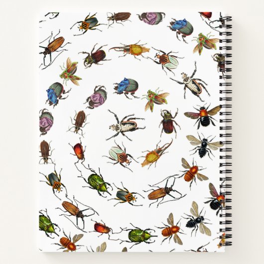 カラフルヴィンテージバグとカブトムシのパターン ノートブック (裏面)